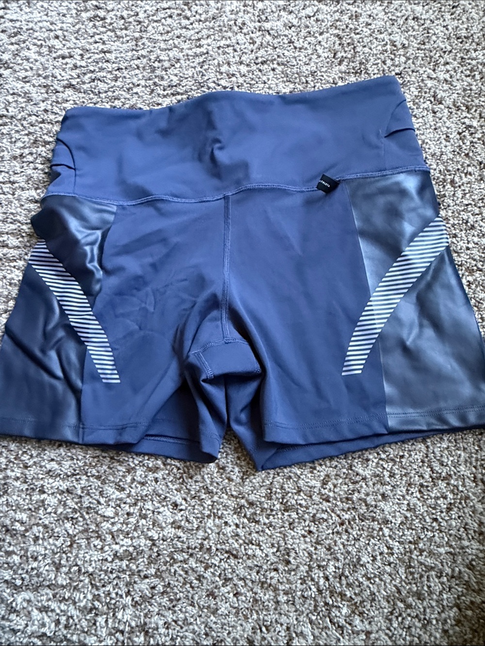 Athleta Navy High-Rise Bike Shorts with Reflective Accents